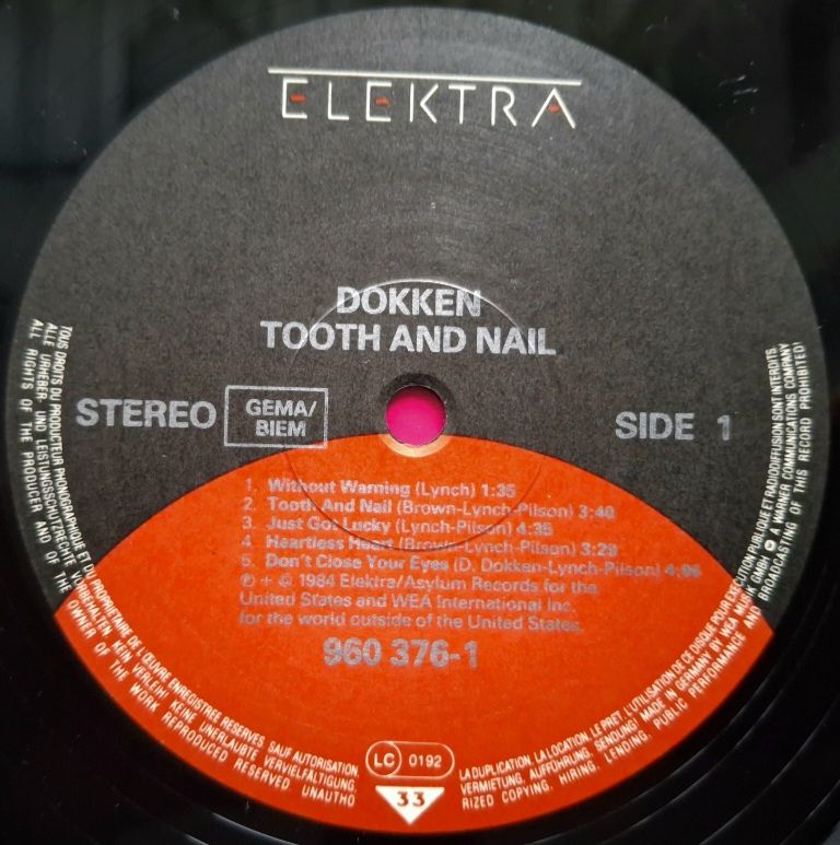 Dokken - Tooth And Nail - 1984.  (LP). 12. Vinyl. Пластинка. Germany. - фото фото фото 4