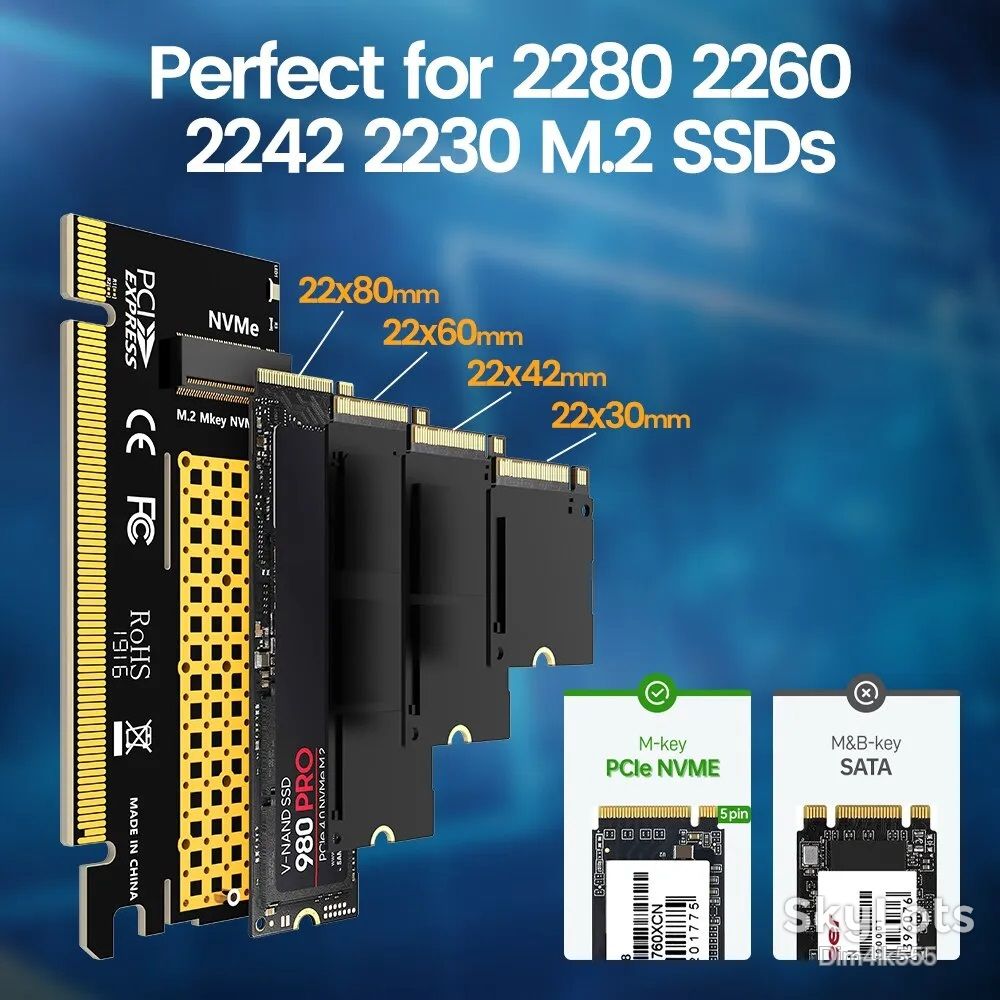 Адаптер JEYI M.2 NVMe M-key SSD to PCI-E 3.0 X16 - фото фото фото 2