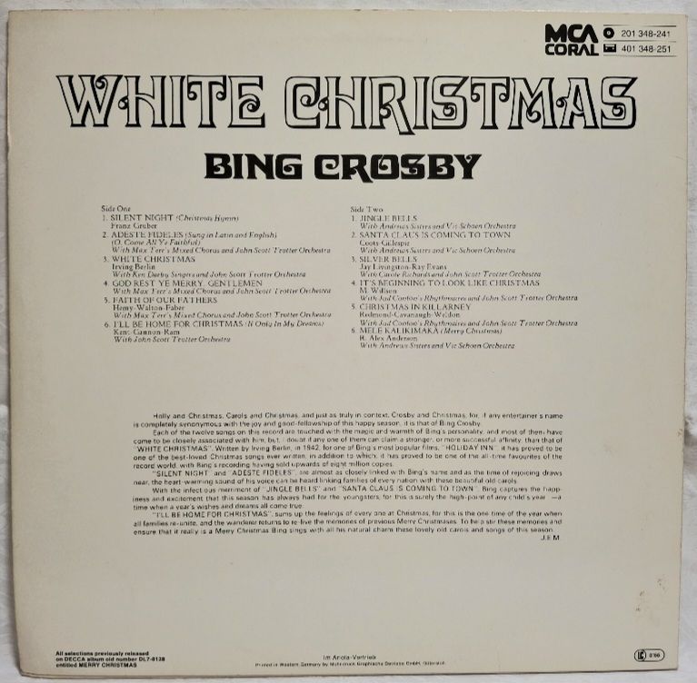 Bing Crosby - White Christmas - 1942.  (LP). 12. Vinyl. Пластинка. Germany. - фото фото фото 1