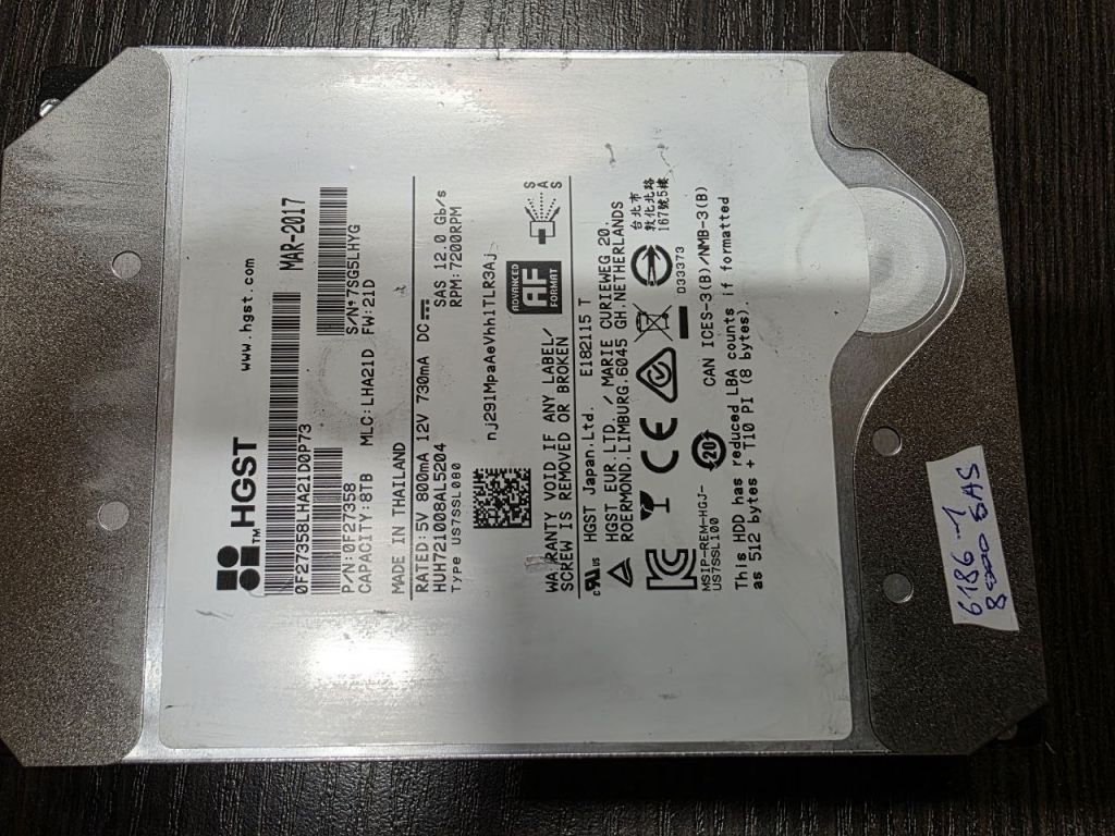 8000Gb 8Tb 3,5 SAS 12Gb HGST 0F27358 жорсткий диск   (6186-1) - фото фото фото 0