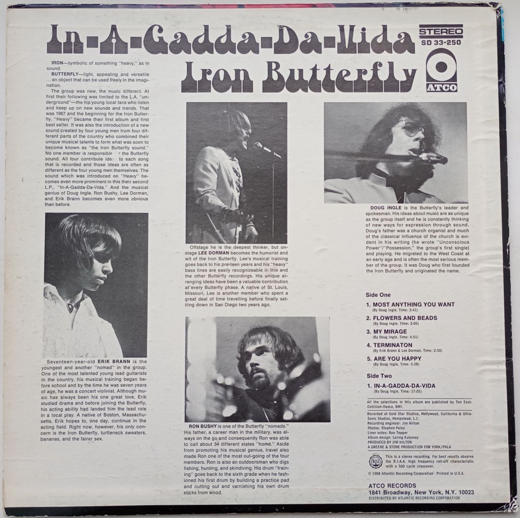 IRON BUTTERFLY In-A-Gadda-Da-Vida LP VG/VG++ - фото фото фото 1