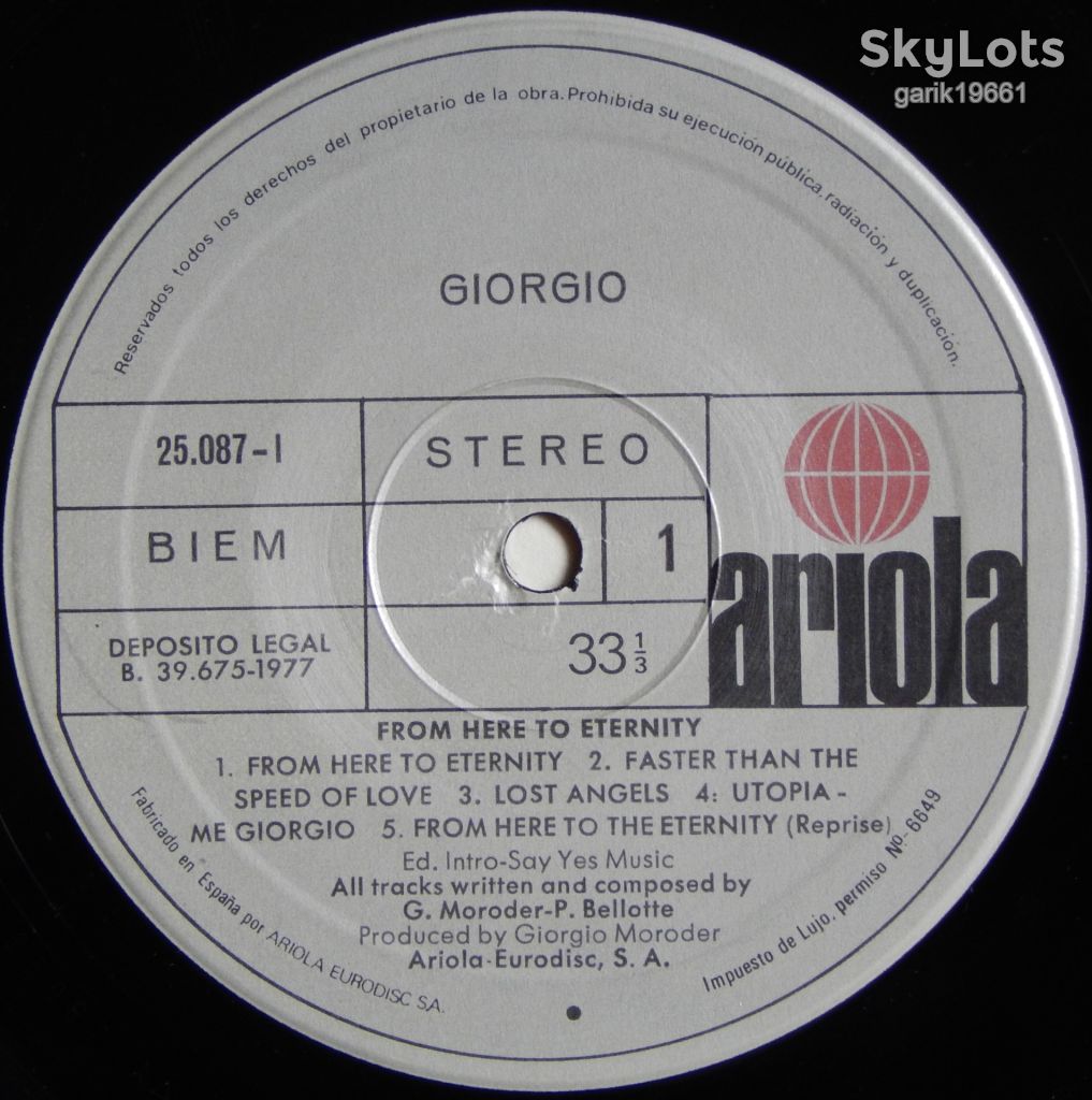 Giorgio – From Here To Eternity  (Ariola – 25.087-I, Spain) VG+/EX+ - фото фото фото 2
