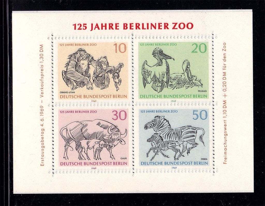 NM Фауна  Германия Берлин 1969 г MNH - блок - зоопарк Берлин - фото фото фото 0