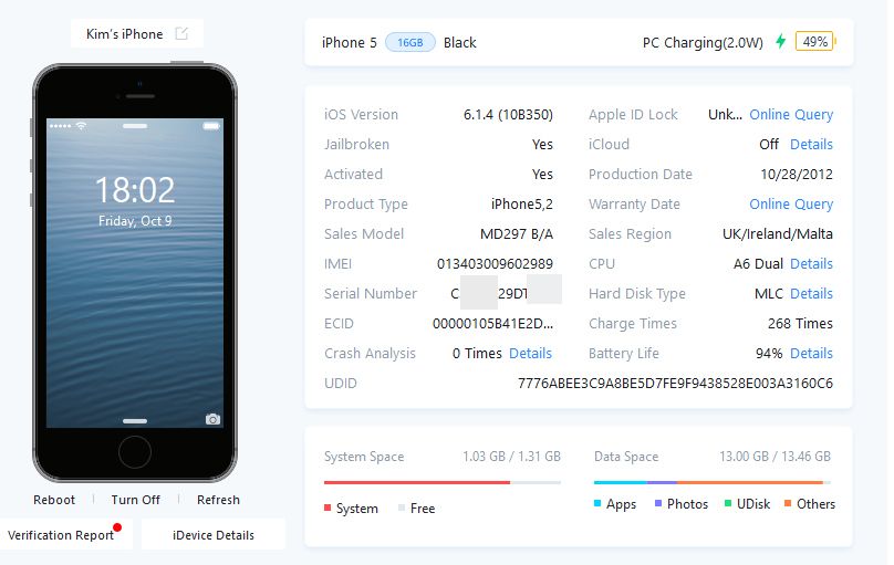 РІДКІСНИЙ iPhone 5 16GB A1429 Black на iOS 6.1.4   (Прив'язаний на оператора) - фото фото фото 7