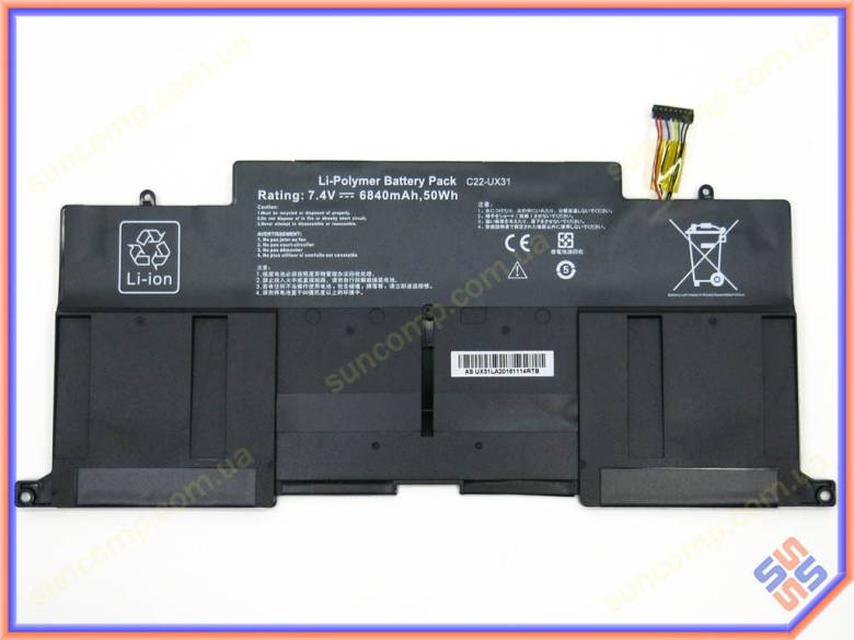 Батарея для ASUS C21-UX31 UX31, UX31A, UX31E (7.4V 6840mAh 50Wh) - фото фото фото 0
