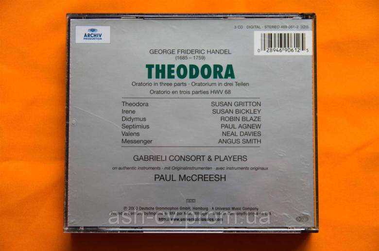 Музичний диск CD. HANDEL - THEODORA 3cd - фото фото фото 2