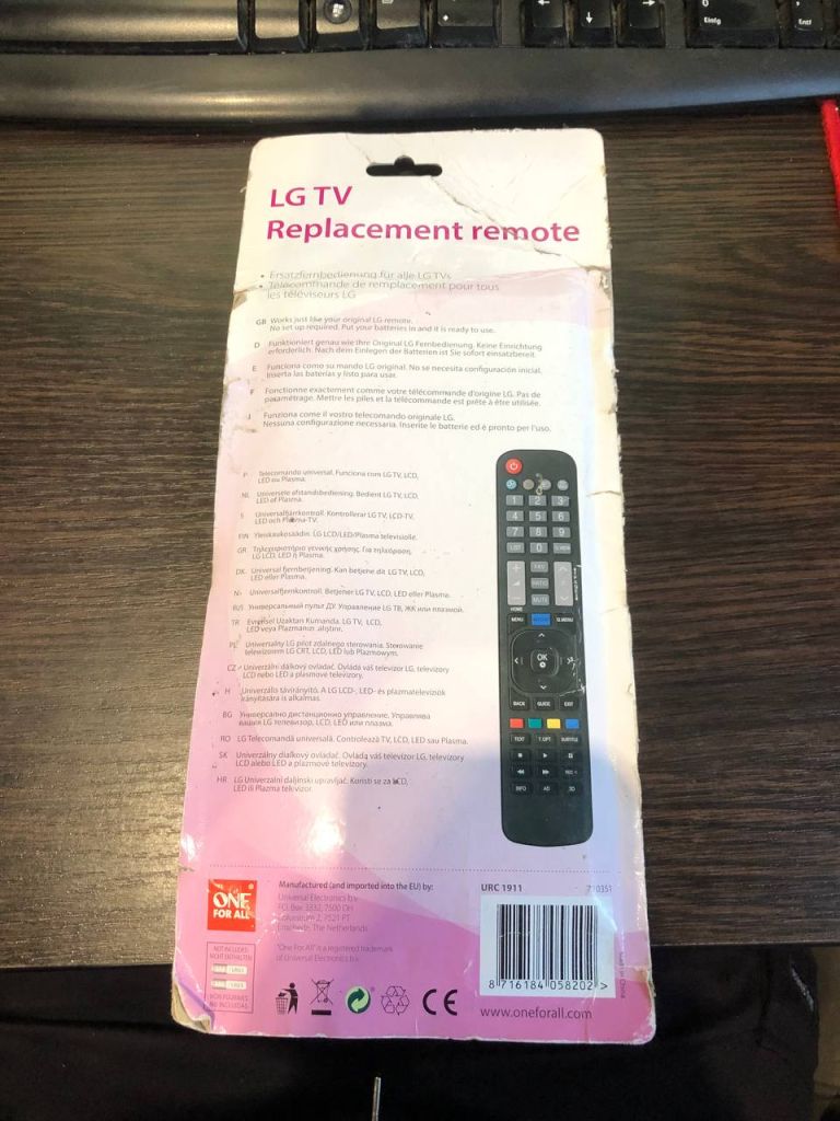 One For All URC 1911 LG TV Replacement Remote — новий, запечатаний - фото фото фото 2