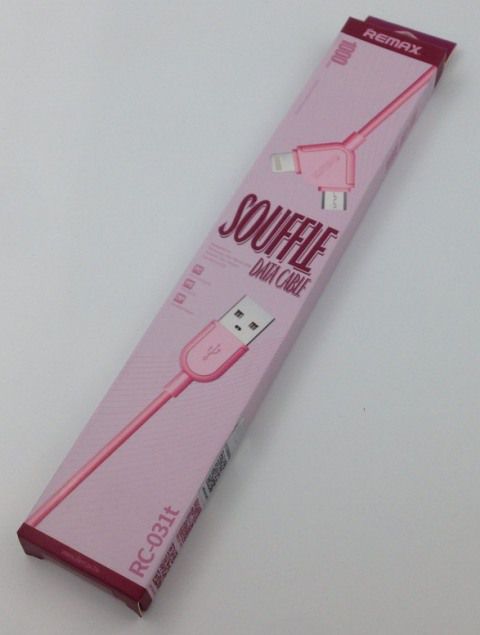 Дата кабель Remax RC-031t Souffle 2in1 micro USB + iPhone 5 Pink - фото фото фото 0