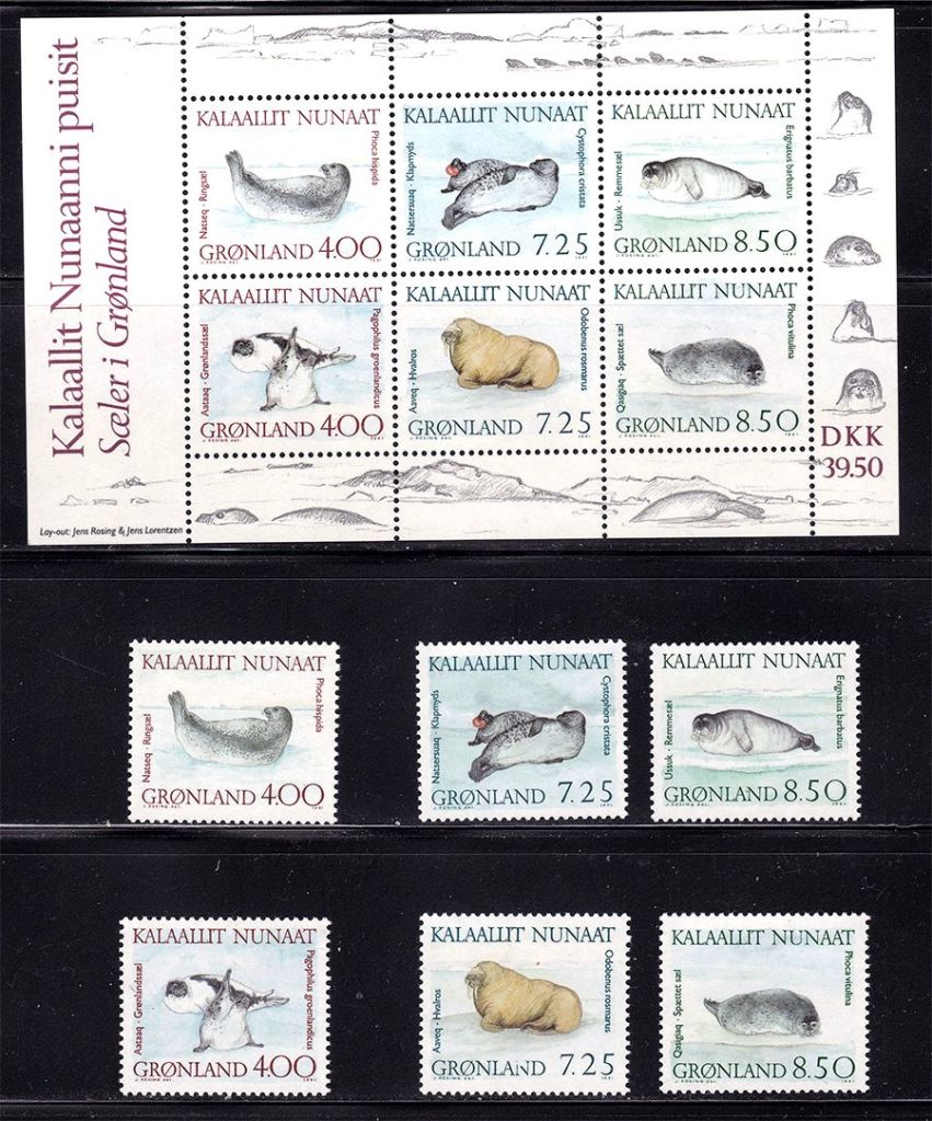 Фауна . Гренландия 1991 г  MNH   - блок + марки - фото фото фото 0