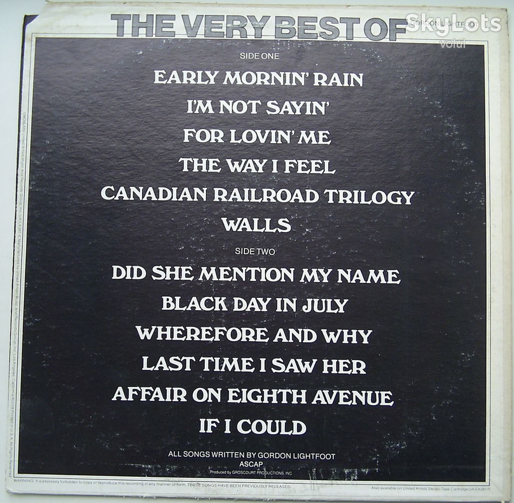 GORDON LIGHTFOOT The Very Best Of... LP VG++/VG - фото фото фото 1