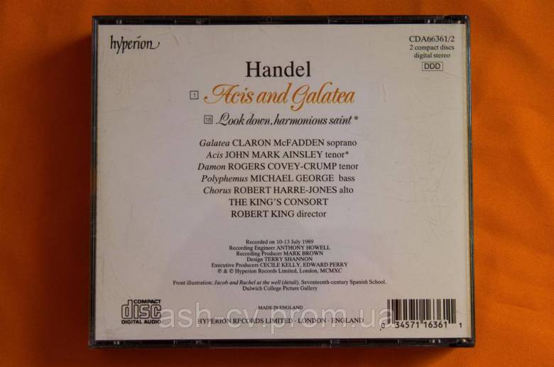 Музичний диск CD. HANDEL ACIS and GALATEA 1990 (2cd) - фото фото фото 2