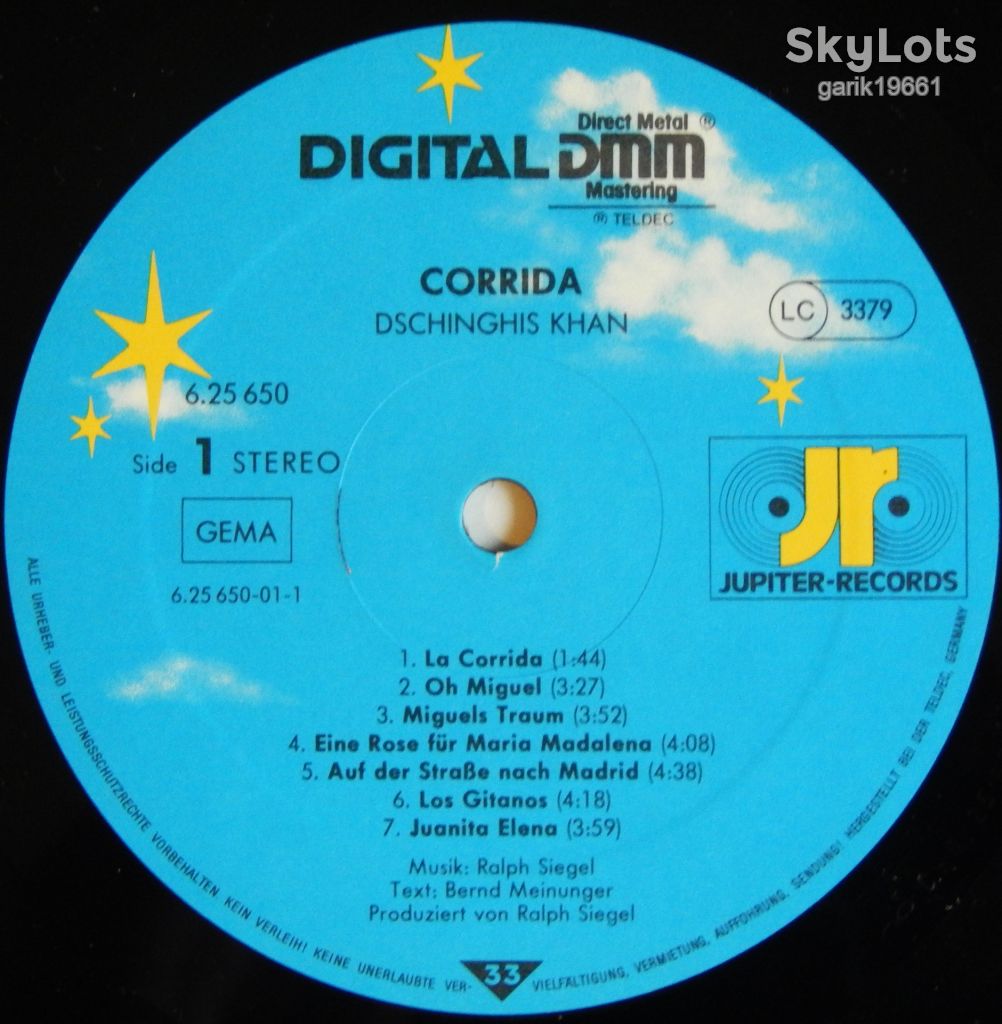 Dschinghis Khan – Corrida  (Jupiter Records – 6.25650 AP, Germany) NM-/NM- - фото фото фото 3