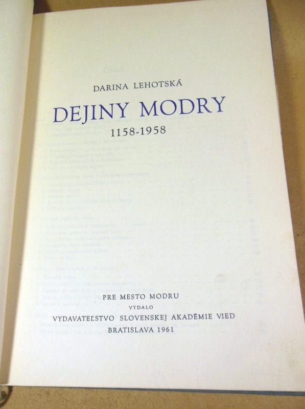 Darina Lehotská. Dejiny Modry. Історія міста Модра - фото фото фото 1