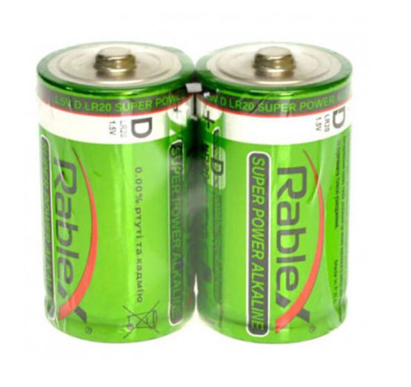 Батарейка Rablex Alkaline 1.5 V R20 P (D) бочок - фото фото фото 0