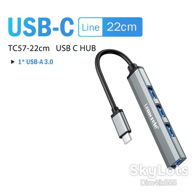 USB хаб Lemorele USB-C - 4USB3.0 OTG 4Port 22cm - фото фото фото 10