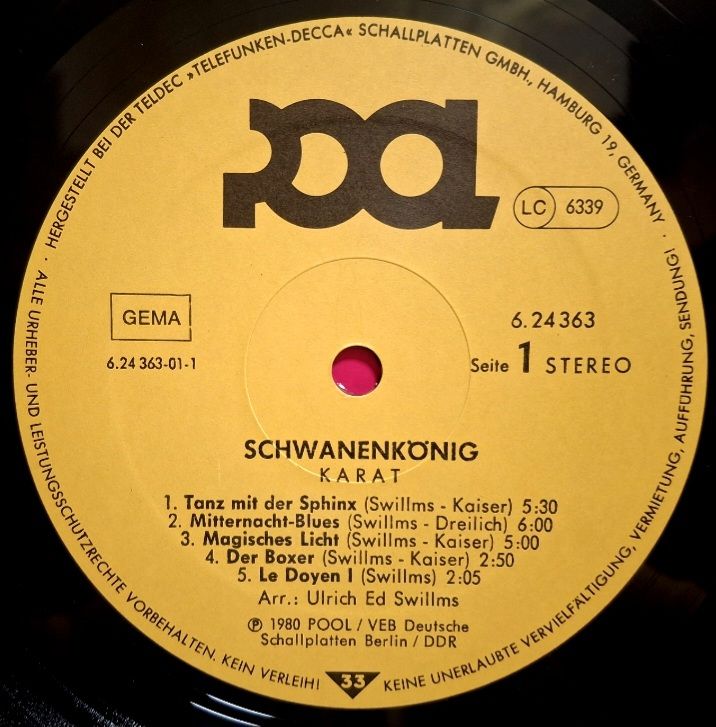 Karat - Schwanenkonig - 1980.   (LP). 12. Vinyl. Пластинка. Germany. - фото фото фото 2