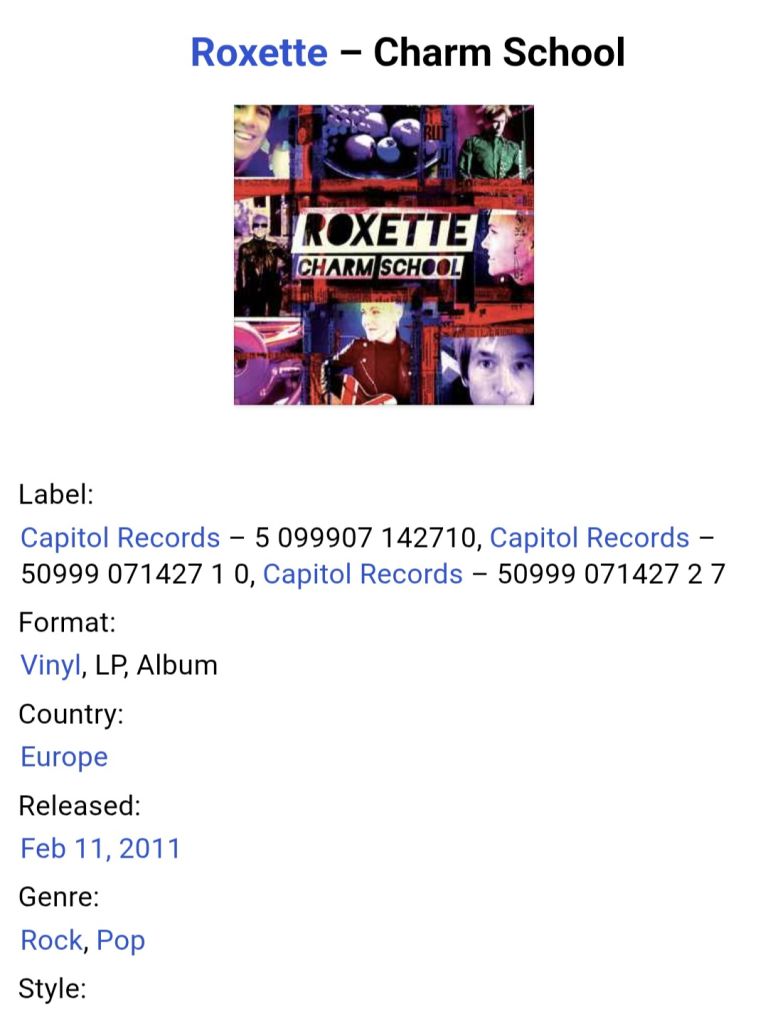 Roxette - Charm School - 2011.  (LP). 12. Vinyl. Пластинка. Europe. Rare - фото фото фото 6