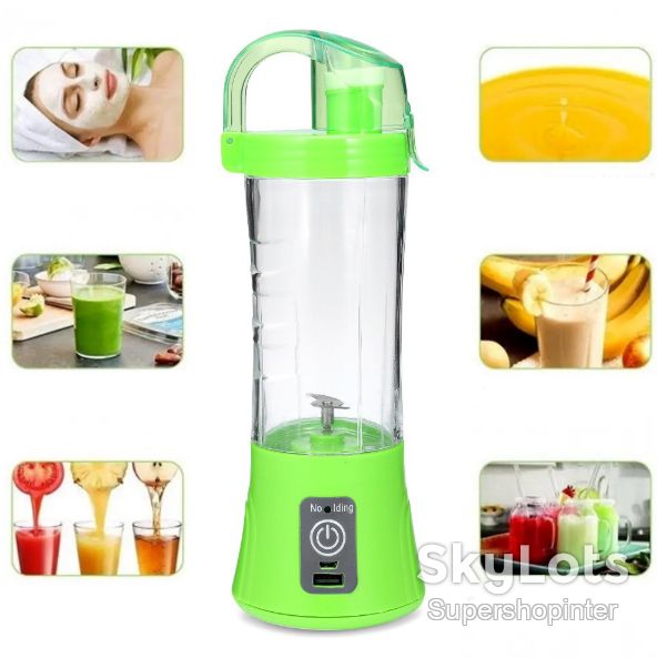 Аккумуляторный мини-блендер на 400мл Juicer NG-01, 2000мАч, USB, Зеленый / Блендер-шейкер с PowerBank - фото фото фото 8