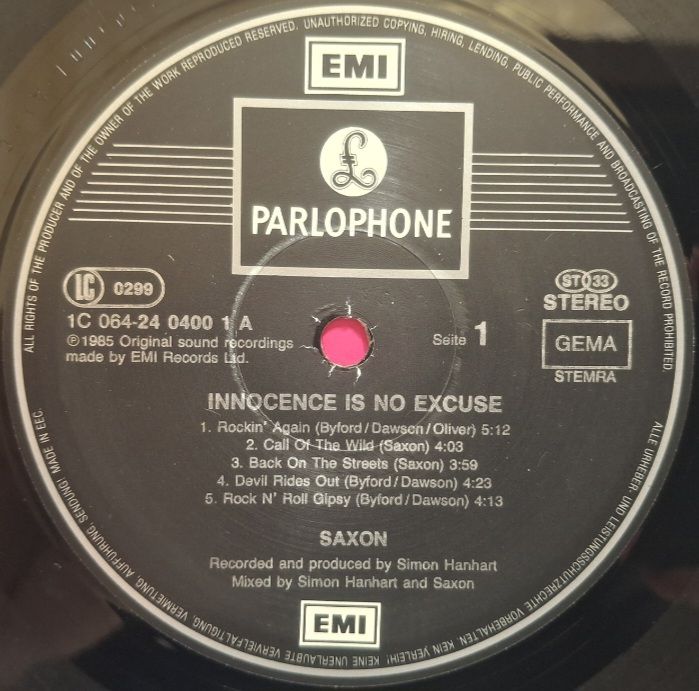 Saxon - Innocence Is No Excuse - 1985.  (LP). 12. Vinyl. Пластинка. EEC. - фото фото фото 4
