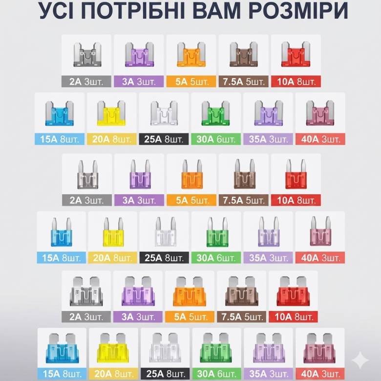 Набір автомобільних запобіжників (180 шт.) зі знімачем у комплекті - фото фото фото 1