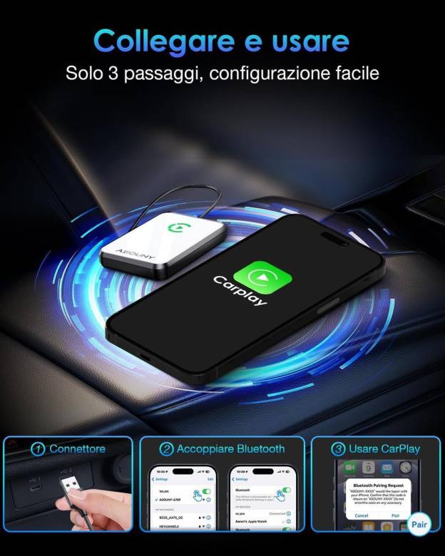 Беспроводной адаптер ASOUNY CarPlay 2025 превращает проводное соединение в беспроводное CarPlay - фото фото фото 3