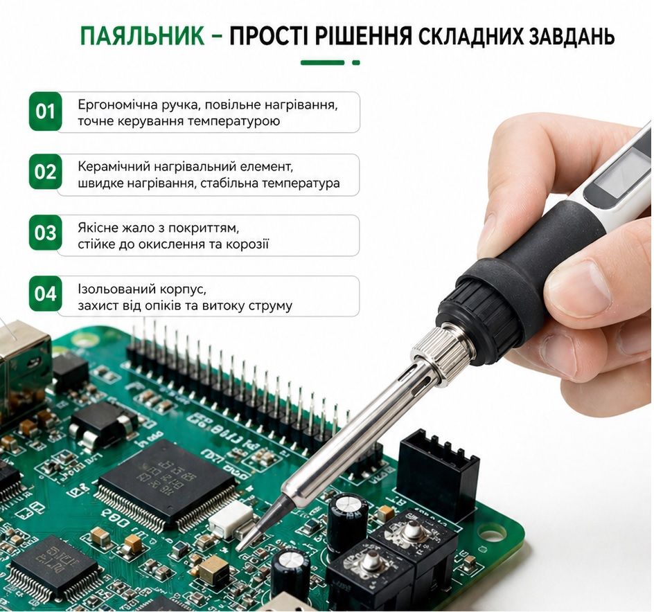 Паяльник 80Вт з регулюванням температури 80W 909С з керамічним нагрівачем - фото фото фото 6