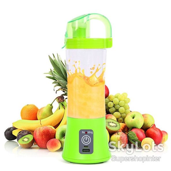 Аккумуляторный мини-блендер на 400мл Juicer NG-01, 2000мАч, USB, Зеленый / Блендер-шейкер с PowerBank - фото фото фото 7