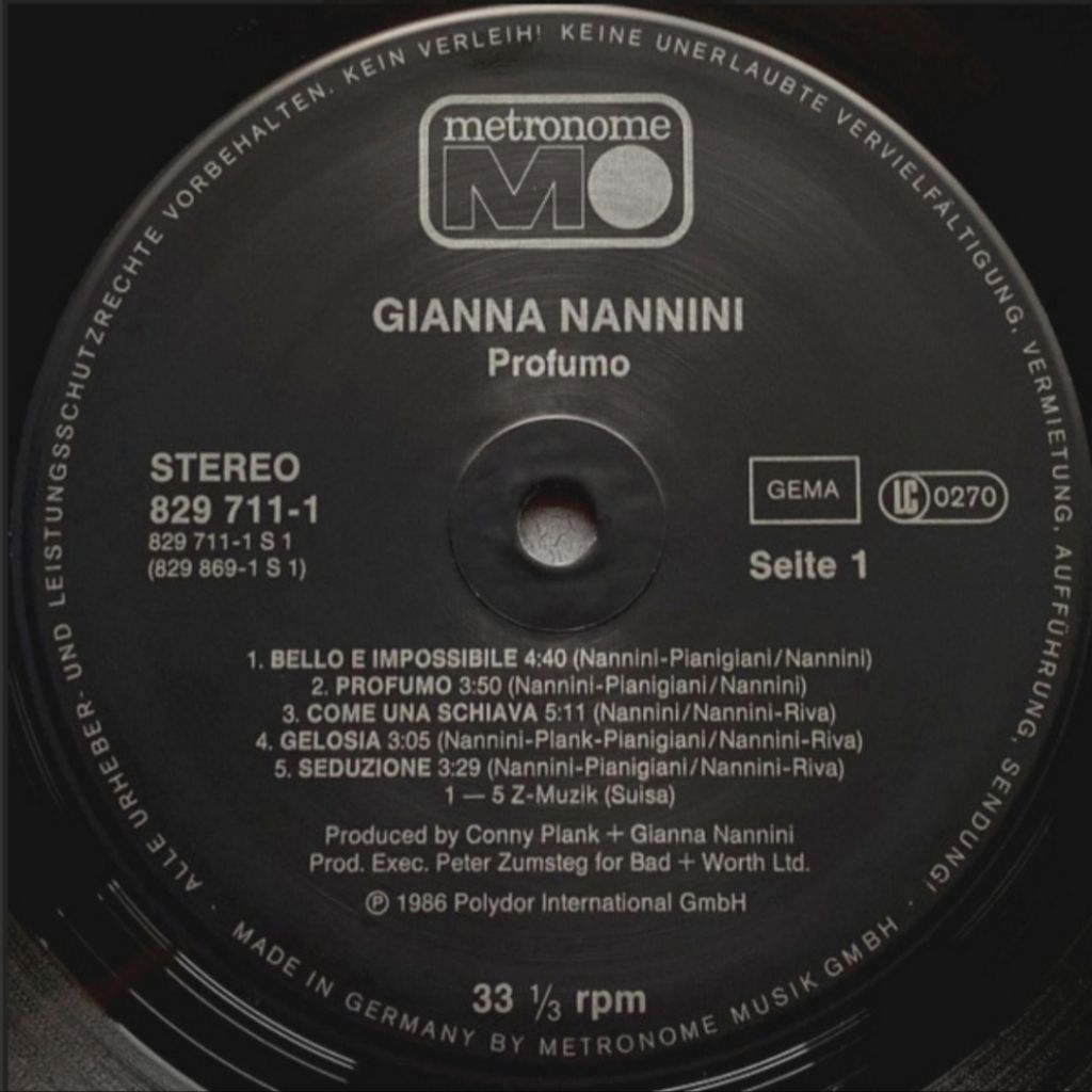 Gianna Nannini - Profumo - 1986.   (LP). 12. Vinyl. Пластинка. Germany. - фото фото фото 4