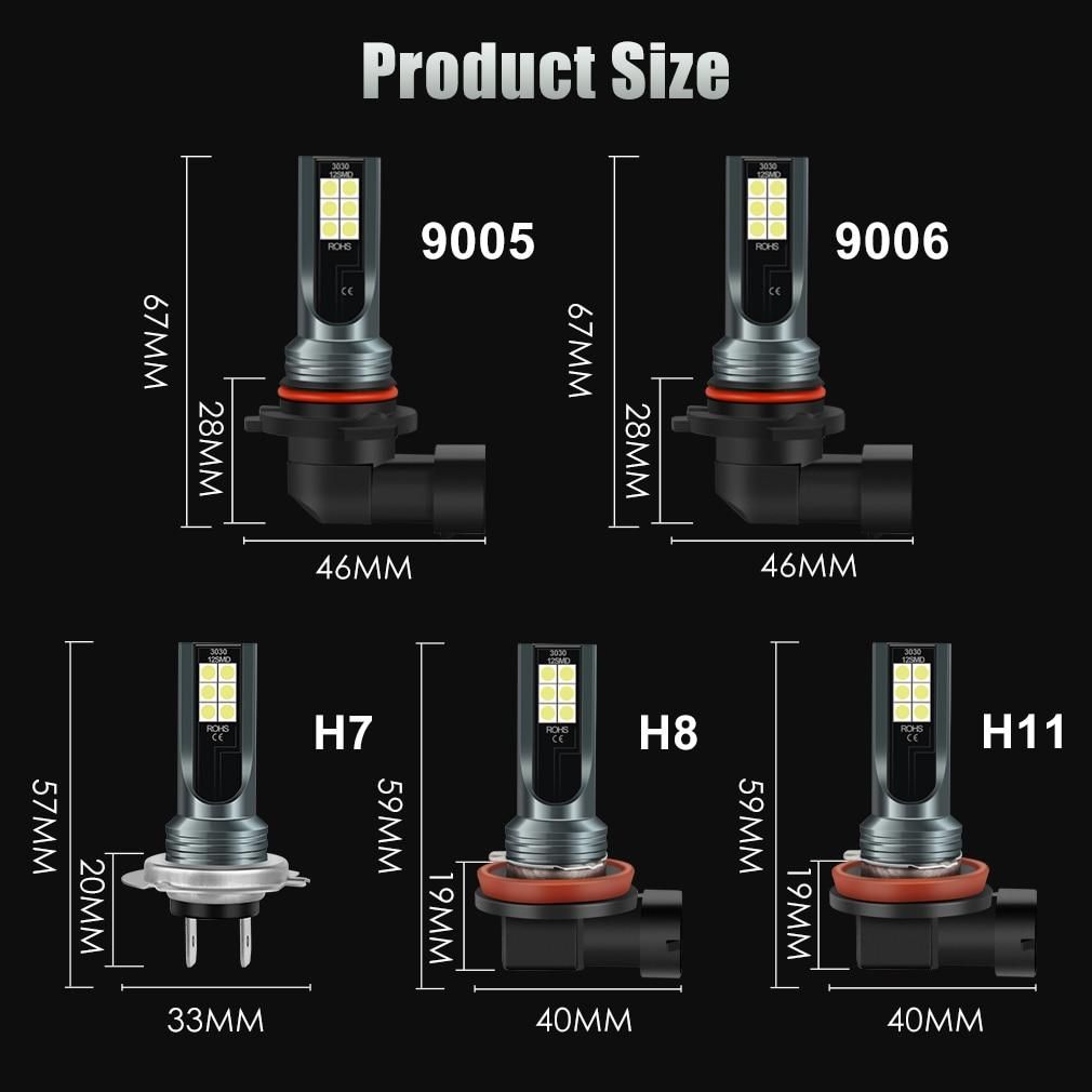 Лампа LED    (2ШТ)  H8/H11 36W 6500K 12×SMD 3030      (холодне біле світло) - фото фото фото 2
