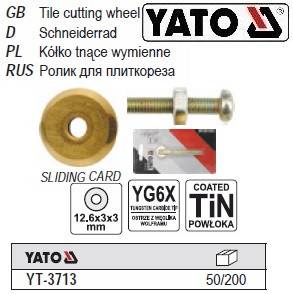 Ролик плиткореза YATO 126х3х3 мм YT-3713 - фото фото фото 0
