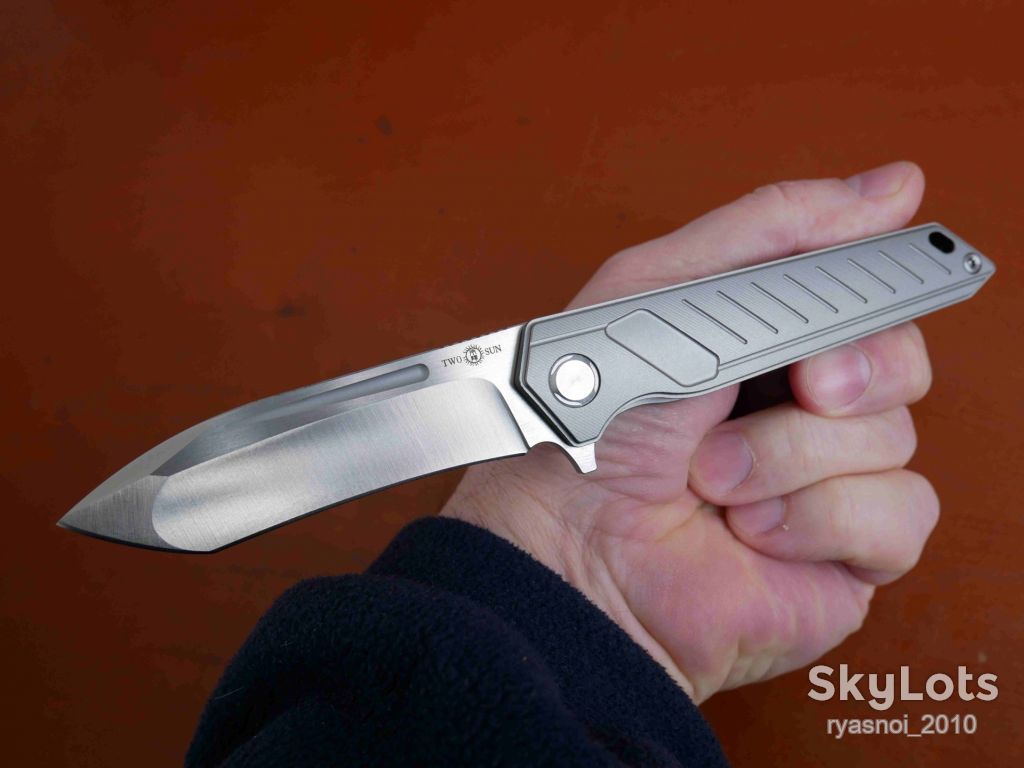 TwoSun TS360-Titanium, D2 Satin, RIHE Design, Tactical, Ceramic Ball Bearing, EDC, Frame Lock - фото фото фото 4