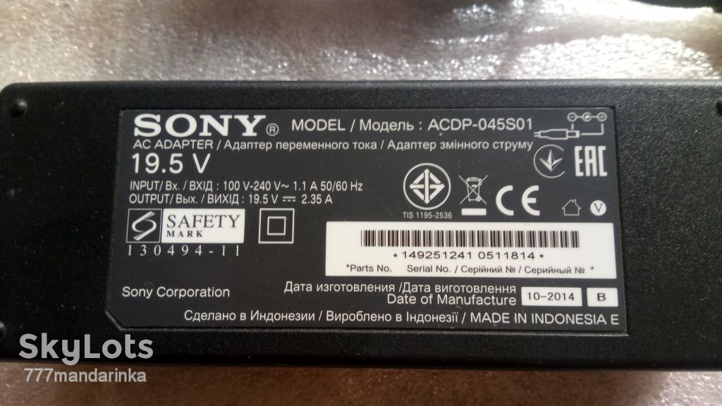 БЛОК ПИТАНИЯ ACDP-045S01 19.5V 2.35A ТВ SONY KDL ORIGINAL - фото фото фото 1