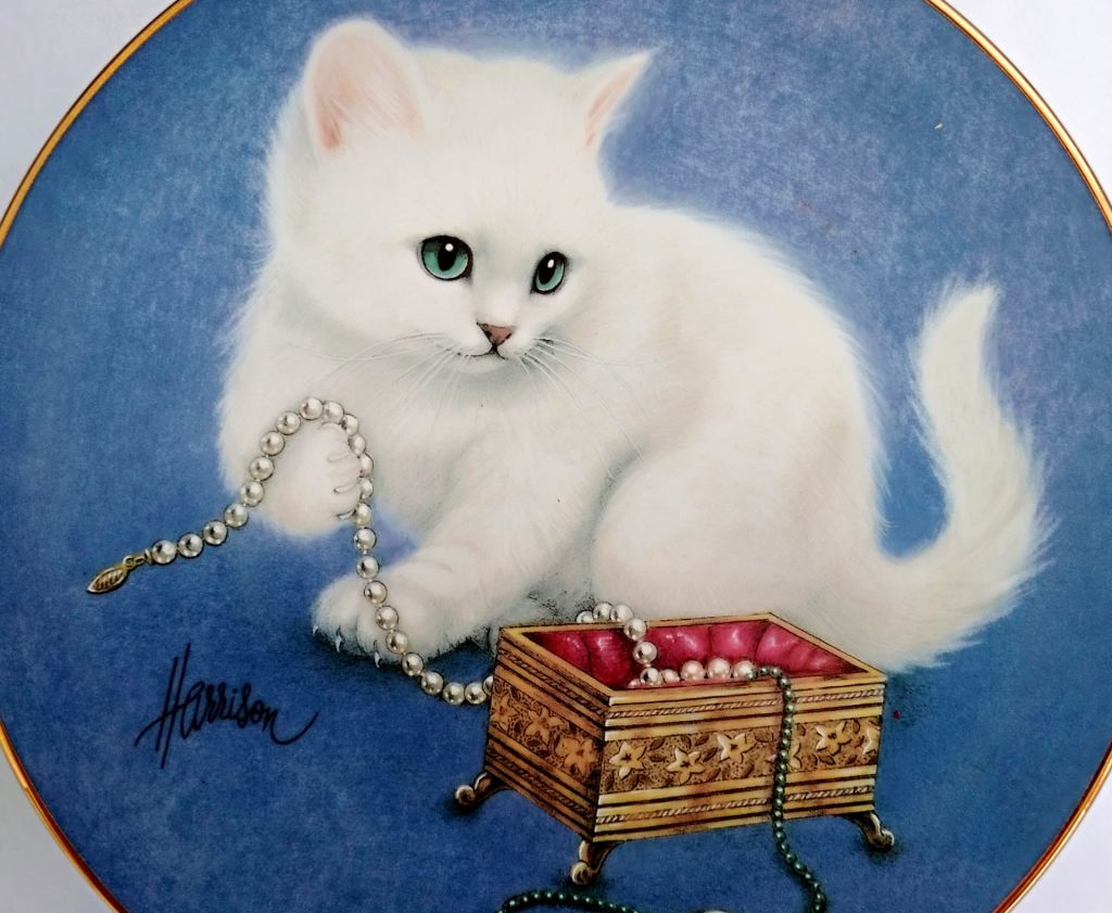 "КОТЕНОК"  красивая коллекционная декоративная тарелка США  фарфор РЕДКАЯ!!! - фото фото фото 2