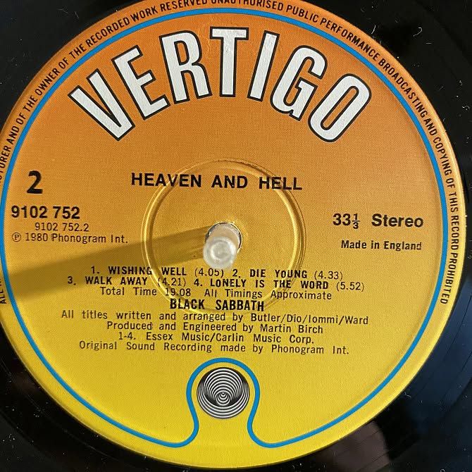 Black Sabbath 80 "Heaven And Hell" UK orig. NM-/NM- - фото фото фото 2