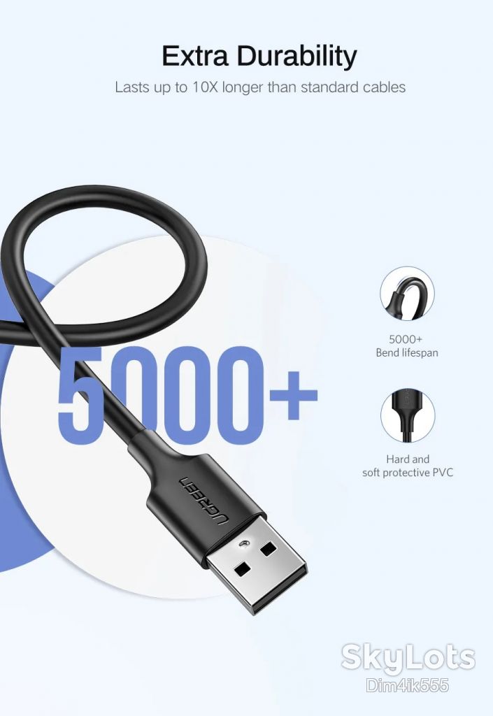 Кабель Ugreen US289 USB 2.0 - microUSB 3A 0.25 м Black - фото фото фото 4