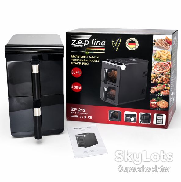 Аэрофритюрница двухкамерная Zepline ZP-212 4200 Вт 8L+8L, мультифритюрница для здорового приготовления - фото фото фото 5