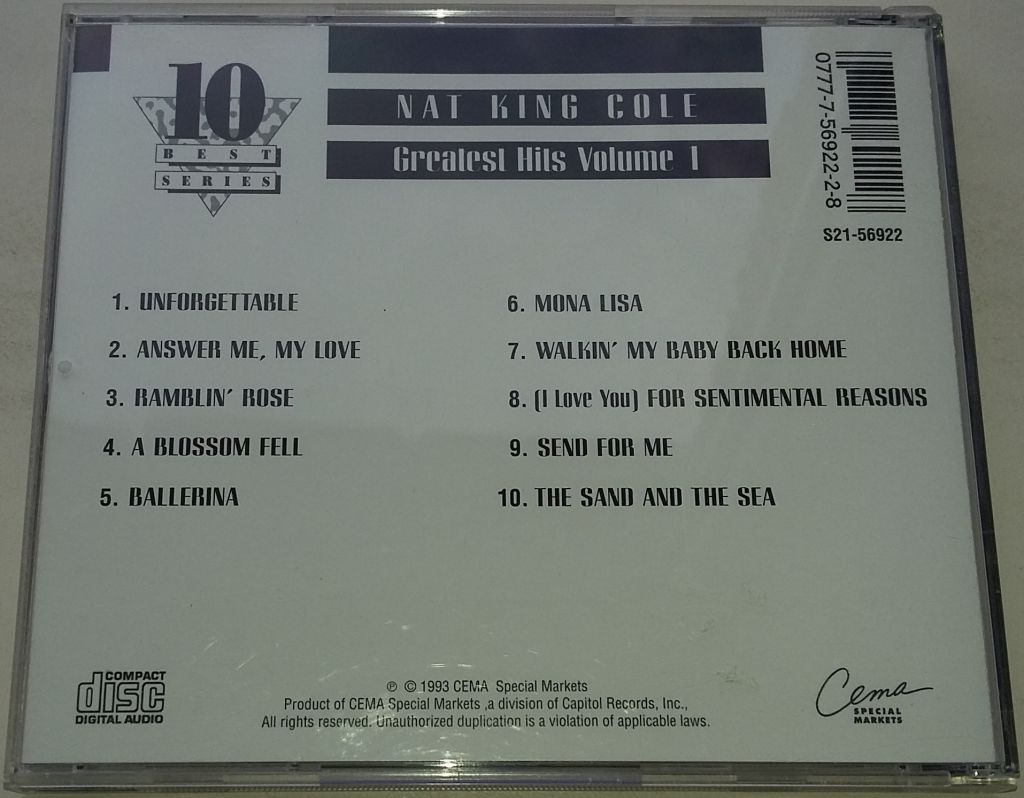 NAT KING COLE Greatest Hits, Vol. 1  CD US - фото фото фото 2