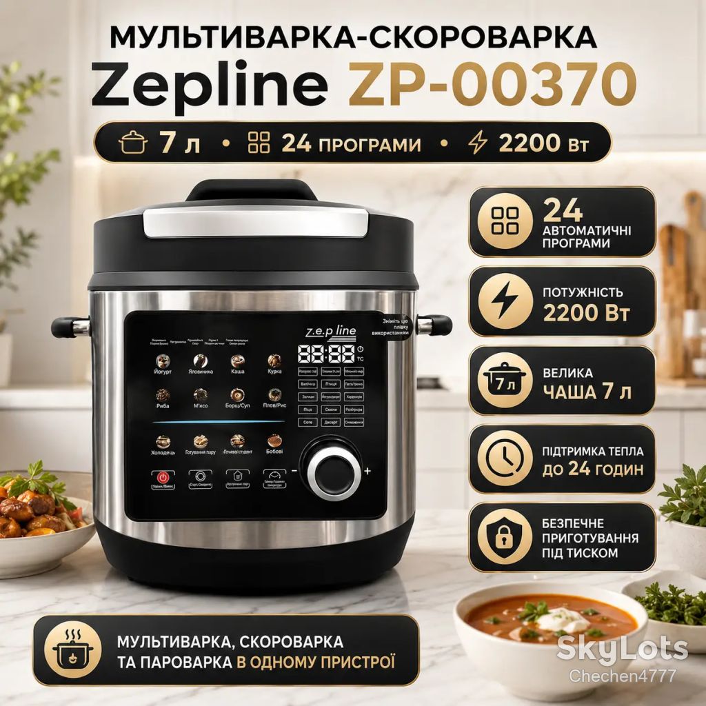 Скороварка-Мультиварка 7л на 24 програми Zepline ZP-00370 2200Вт - фото фото фото 0