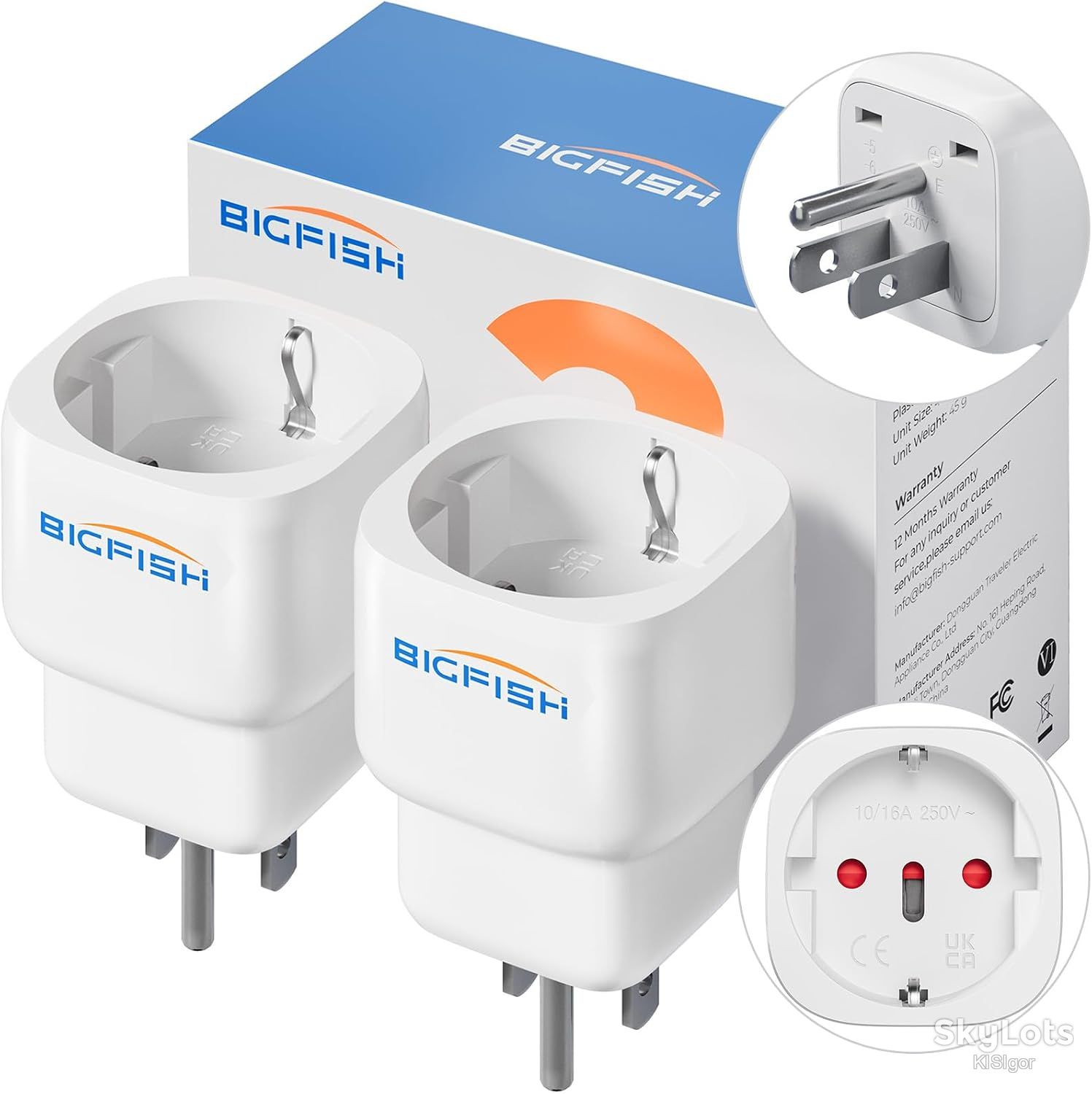 Набір мережевих адаптерів Bigfish EU to USA Plug Adapter  (2 Pack) *80983 - фото фото фото 0