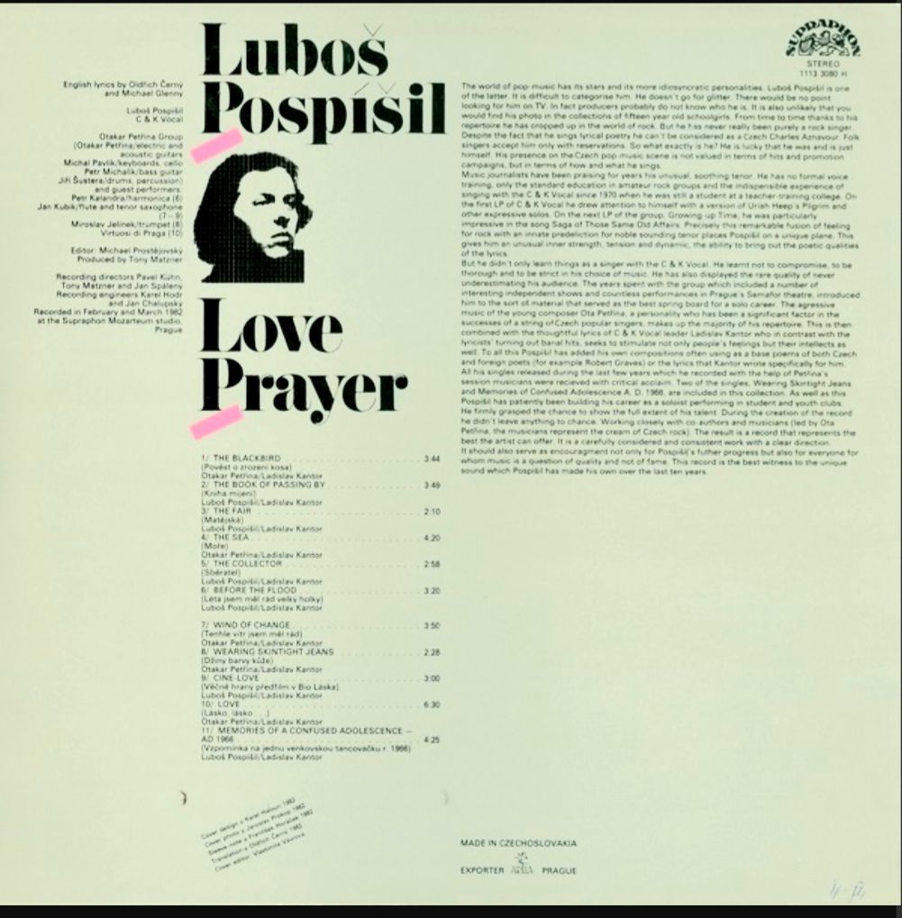 Lubos Pospisil - Love Prayer - 1983.  (LP). 12. Vinyl. Пластинка. Czechoslovakia - фото фото фото 1