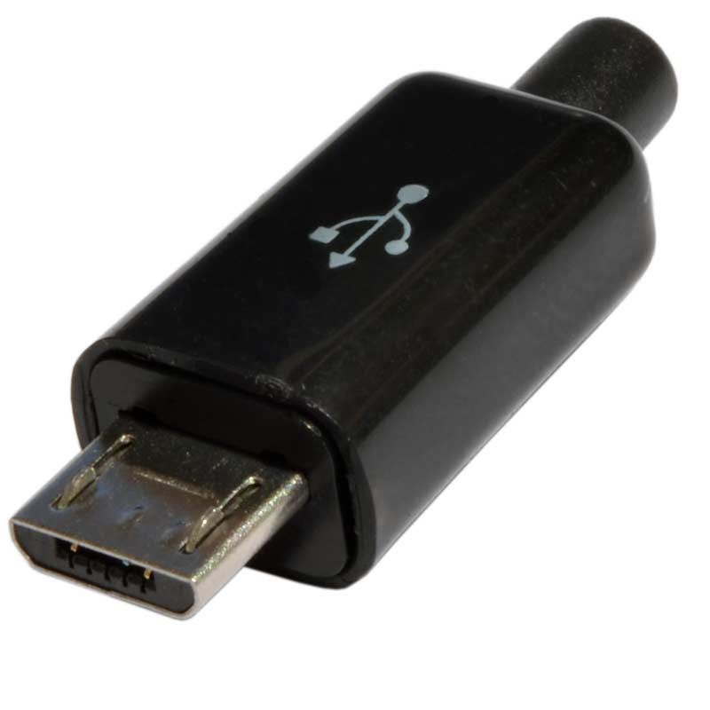 Штекер micro USB 4pin ЧЕРНЫЙ с корпусом с кабельным вводом HQ - фото фото фото 0