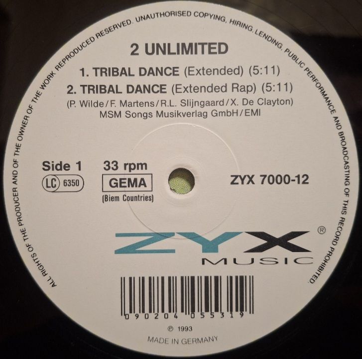 2 Unlimited - Tribal Dance - 1993.  (EP). 12. Vinyl. Пластинка. Germany. - фото фото фото 3