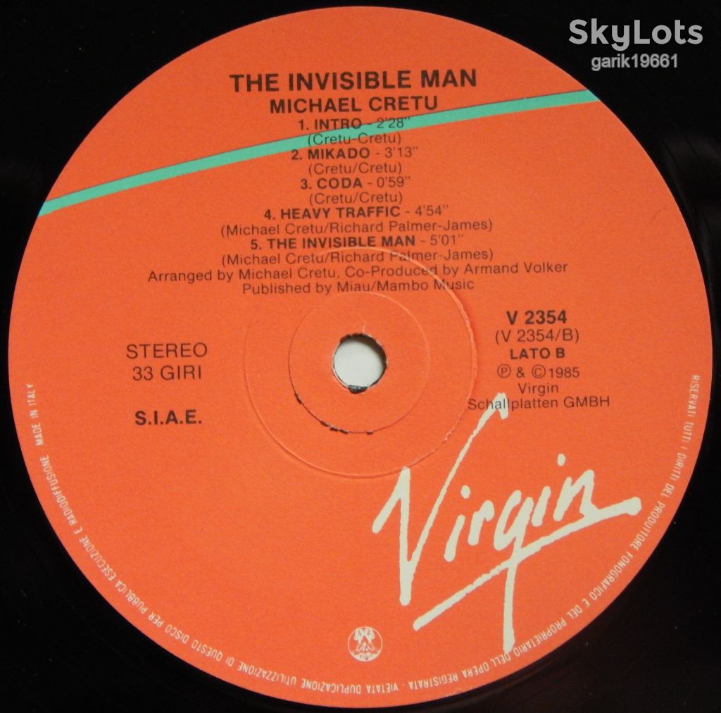 Cretu – The Invisible Man  (Virgin – V 2354, Italy) EX/EX+ - фото фото фото 3