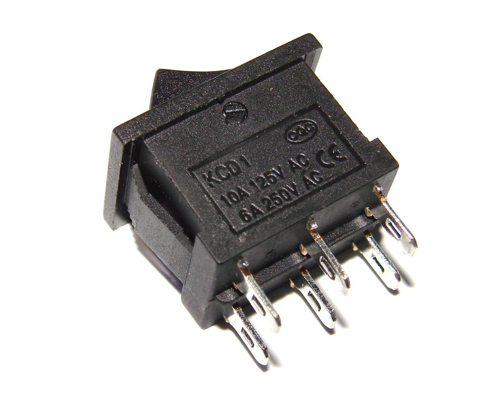 Переключатель выключатель без подсветки черный 2 положения 6 pin 250V 6А/125V 10А - фото фото фото 1