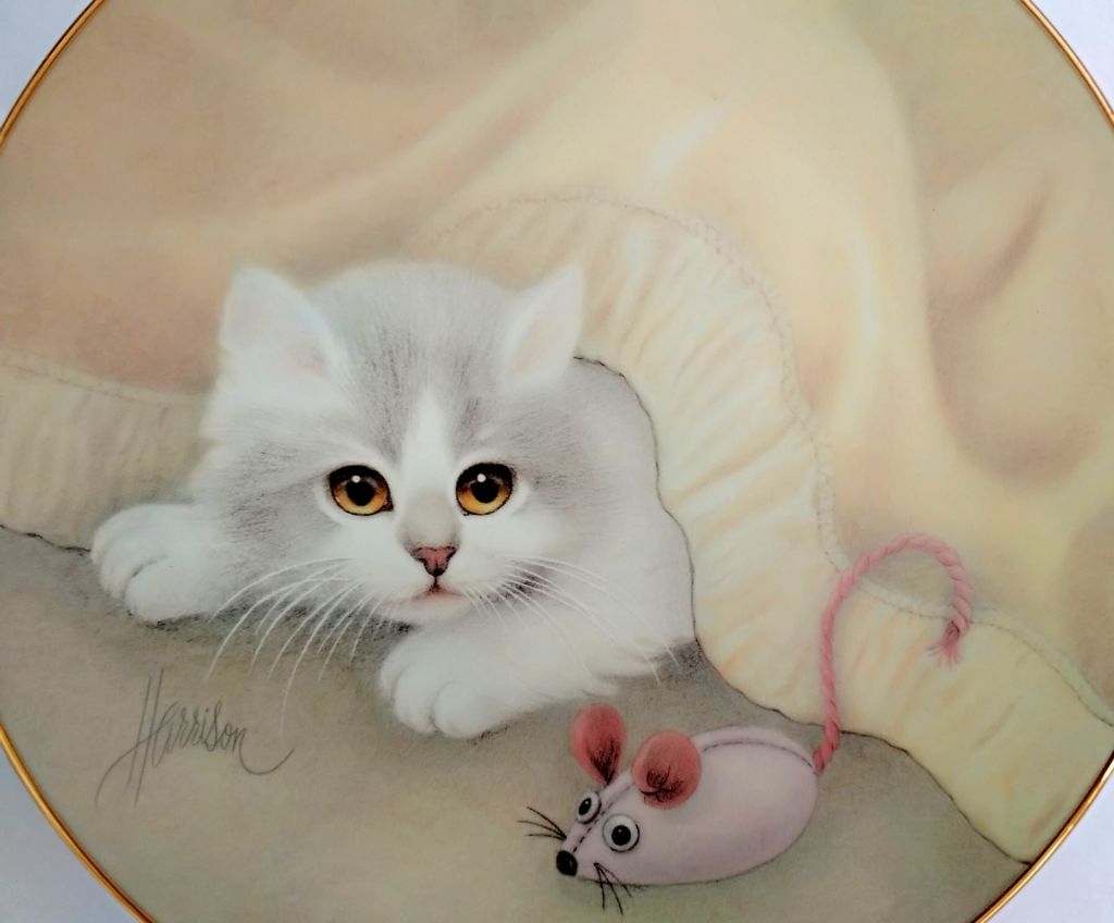 "КОТЕНОК"  красивая коллекционная декоративная тарелка США  фарфор РЕДКАЯ!!! - фото фото фото 2