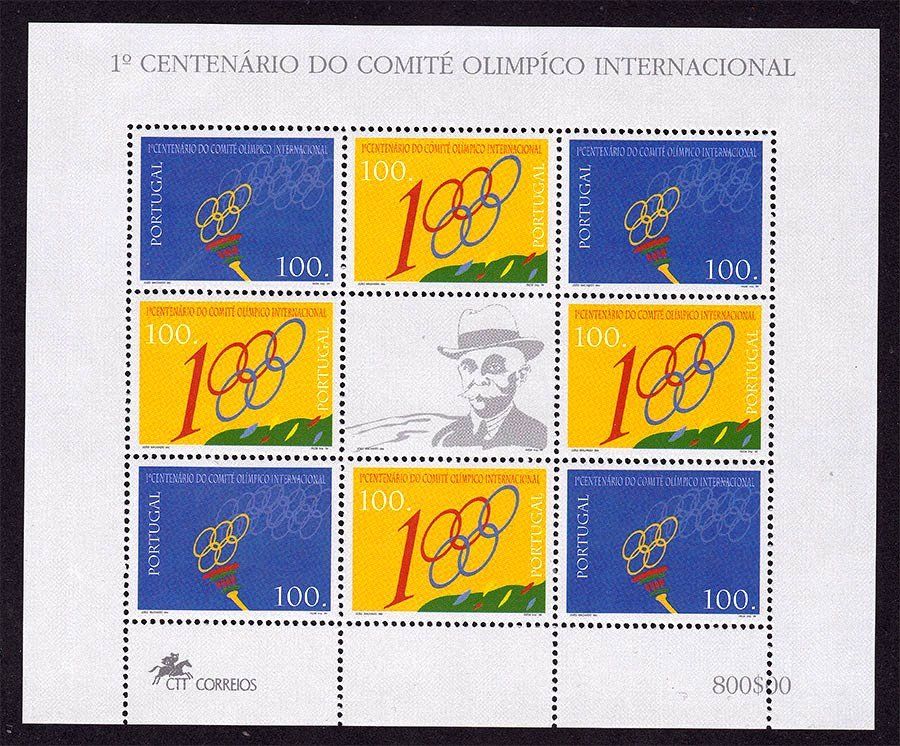 ZM Португалия 1994 г  MNH - блок - олимпика - Кубертен - фото фото фото 0