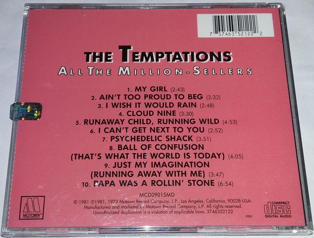 THE TEMPTATIONS All The Million Sellers  CD US - фото фото фото 2
