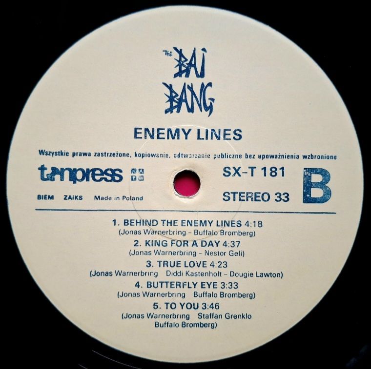 The Bai Bang - Enemy Lines - 1988.  (LP). 12. Vinyl. Пластинка. Poland. - фото фото фото 3