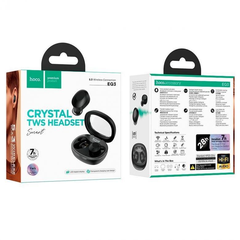 Навушники Hoco Smart true Wireless BT headset EQ3 BT5.3 Чорні - фото фото фото 1