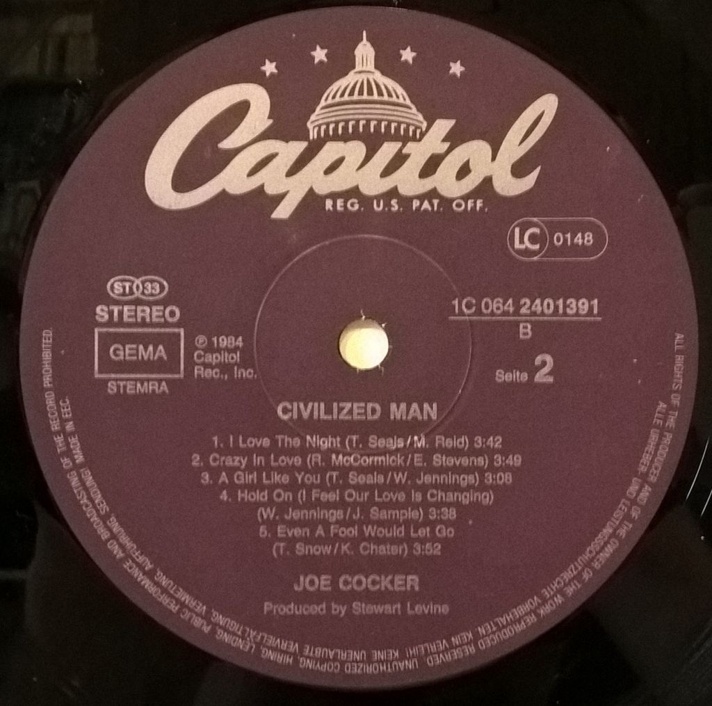 Joe Cocker - Civilized Man - 1984.  (LP). 12. Vinyl. Пластинка. EEC - фото фото фото 3